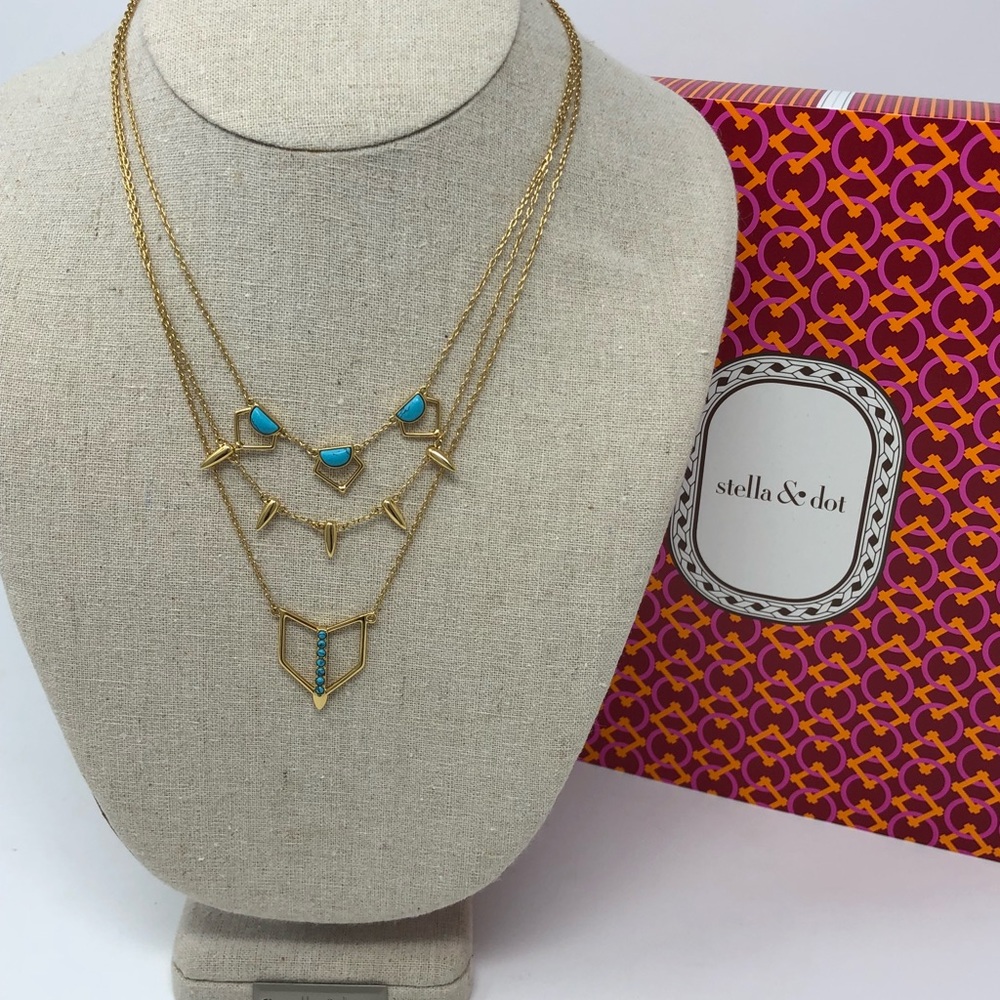 S&D Gold and Turquoise Layering Necklace